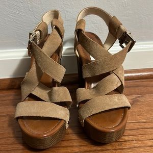INC tan suede strappy heels/sandals